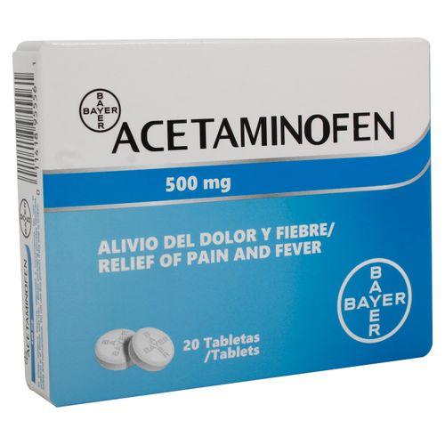 Acetaminofén Bayer 500 mg caja 20 tabletas - Precio indicado por caja
