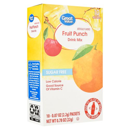 Bebida en polvo Great Value sabor fruit punch sin azúcar - 22 g