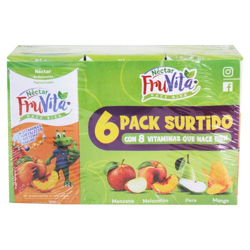 Jugos nectar Fruvita, 6 pack surtido -200ml