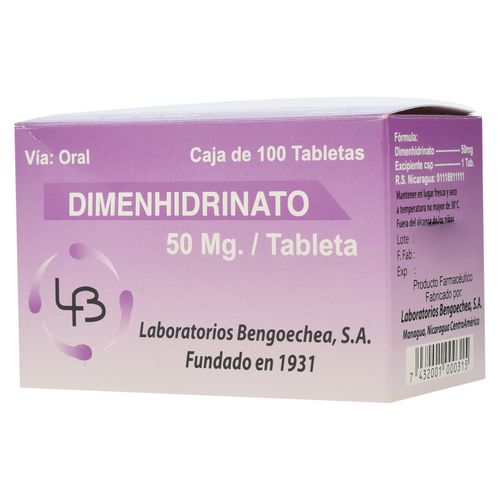 Dimenhidrinato 50Mg Bengoechea 100Tab