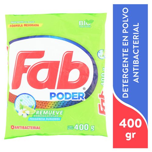 Detergente en Polvo Fab Antibacterial Limón - 400 g