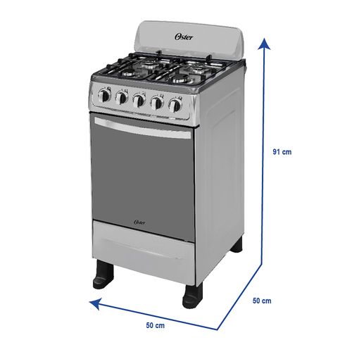 Cocina Oster de gas de 4 quemadores 20 pulgadas acero inoxidable