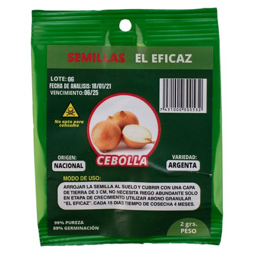 El Eficaz Semilla De Cebolla 2 Gramos