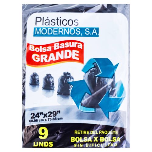 Bolsa Basura Plast Modern Negra Paquete Grande 9u