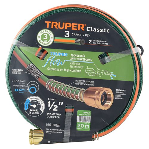 Manguera Reforzada Truper 3 Capas 20mts