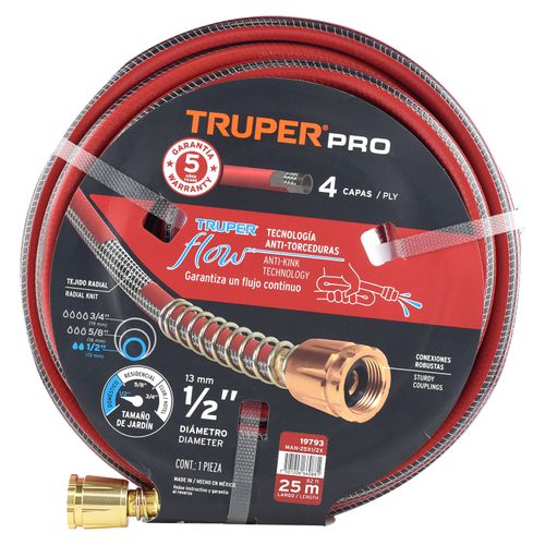 Manguera Reforzada Truper 4 Capas 25mts