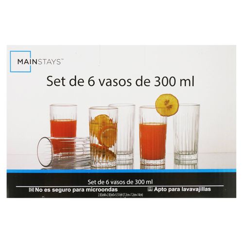 Ms Set De 6 Vasos De Vidrio 350ml