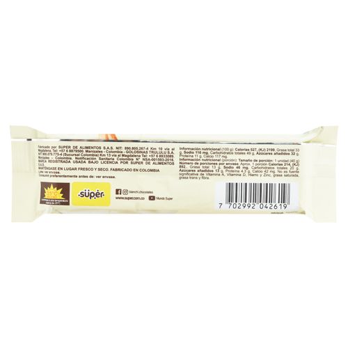 Barra Chocolate Bianchi Blanco - 40 g