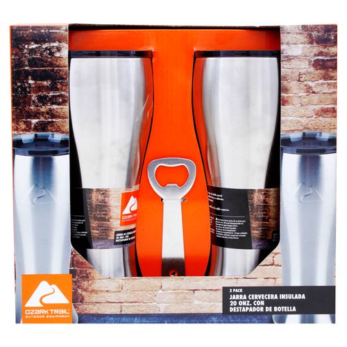 Jarras cerveceras Ozark Trail de acero inoxidable con destapador de botella capacidad 20 oz - 3 Pzas