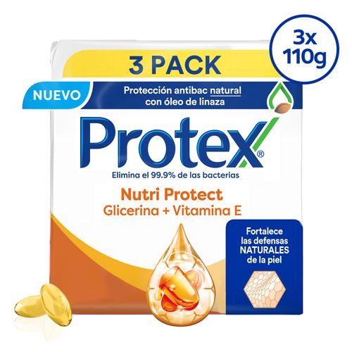 Jabon Corporal Protex Nutri Protect Vitamina E 110 g 3 Pack