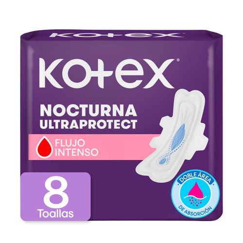 Toallas Femeninas Kotex Nocturna Con Alas - 8Uds