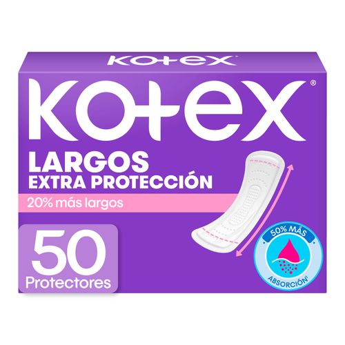 Protectores Diarios Kotex Extra Largos - 50Uds