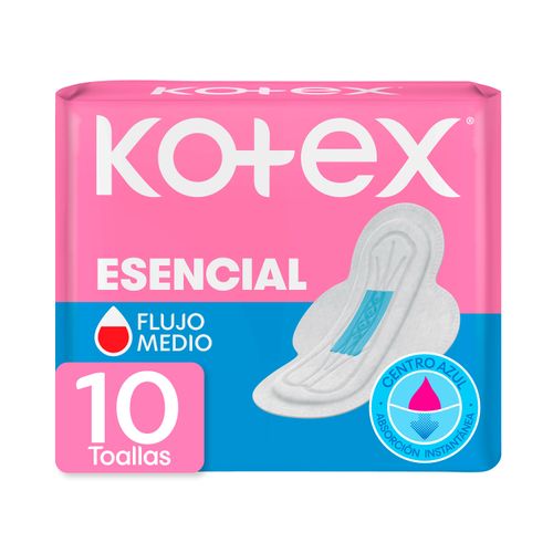 Toallas Femeninas Kotex Esencial Normal Con Alas - 10Uds