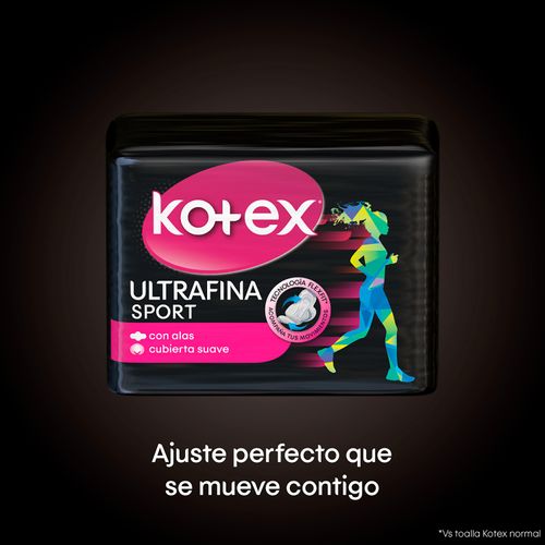 Toallas Femeninas Kotex Sport Ultradelgadas Con Alas - 10Uds