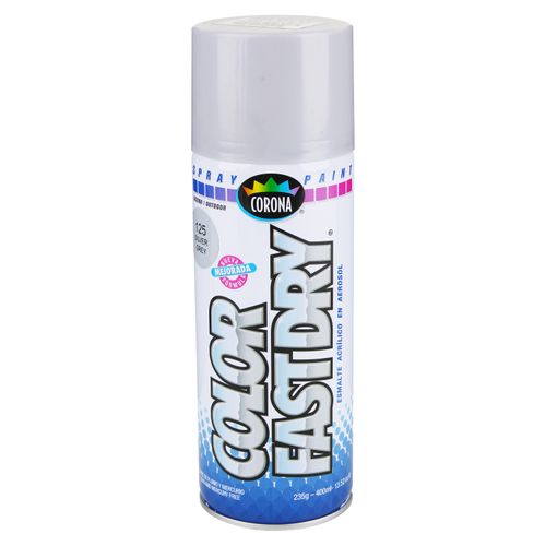 Pintura En Spray Corona Color Gris Plateado De Secado Rapido Fast Dry Silver Grey - 235gr