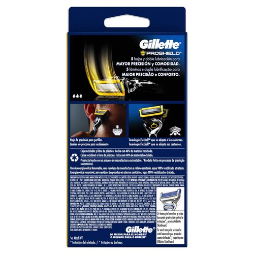 Máquina Para Afeitar Recargable Gillette Fusion Proshield + Repuesto - 1 Unidad