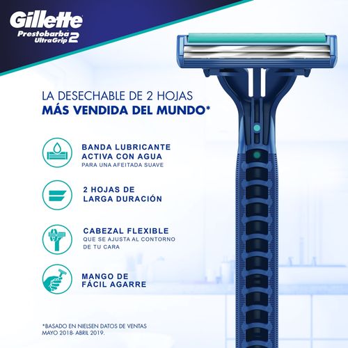Rasuradora Desechable Gillette Prestobarba Ultragrip 2 - 5 Uds