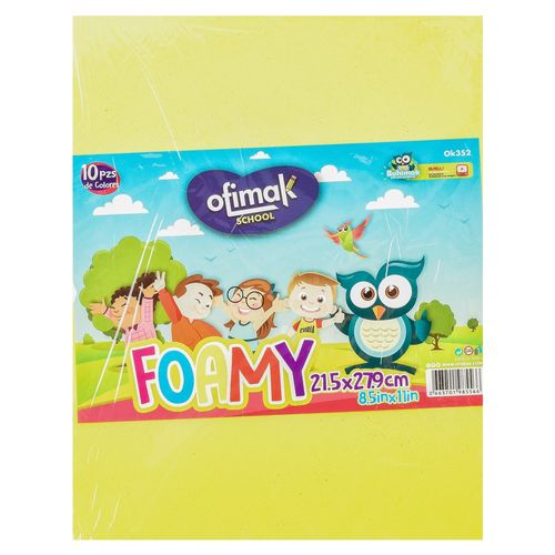 Foamy Ofimak tamaño carta colores surtidos - 10 Pzas