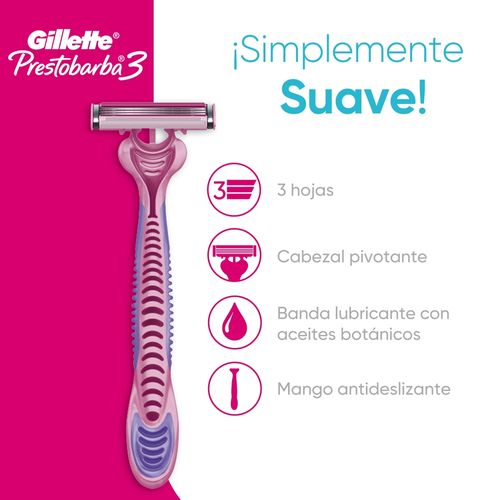 Rasuradora para Mujer Gillette Prestobarba3 - 4 Uds