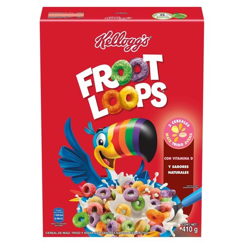 Cereal Kellogg's ® Froot Loops® Sabor Origrinal  Aritos de Maíz, Trigro y Avena Con Sabor a Frutas  1 Caja- 410gr