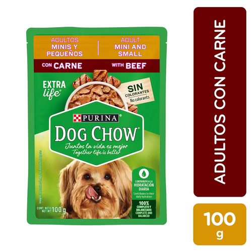 Alimento Húmedo Perro marca Purina Dog Chow Adultos Minis y Pequeños Carne -100g