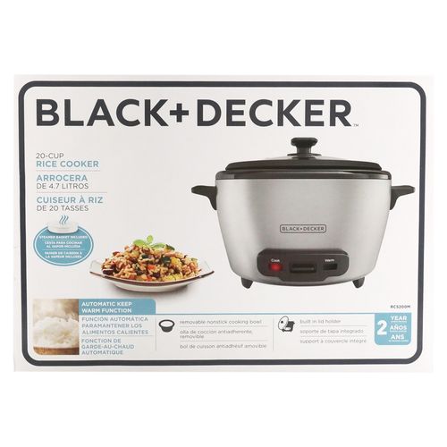 Olla Arrocera Black + Decker, 20 Tazas con Tapa de Vidrio y Vaporera, RC5200M