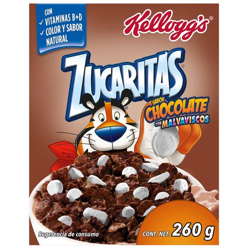 Cereal Kellogrgr's® Zucaritas® Sabor Chocolate con Malvaviscos - Hojuelas de Maíz Escarchadas con Sabor a Chocolate y con Malvaviscos - 1 Caja de 260g