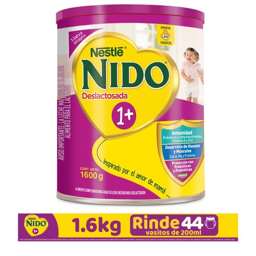 Leche Instantánea Nestlé® NIDO® 1+ Deslactosada Alimento Complementario Lata -1.6kg