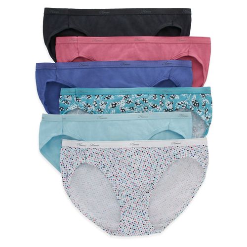 Bikini Hanes, Algodón para Mujer, 6 pack surtido -Talla 9