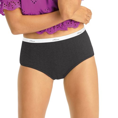 Panti Hanes, Algodón Acanalado para Mujer, 6 pack surtido -Talla 8