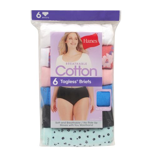 Panti Hanes, para Dama Cintura Alta, 6 pack Surtido -Talla 10