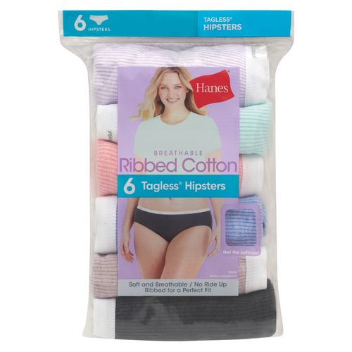 Hípster Hanes, Acanalado para Mujer, 6 pack surtido -Talla 8