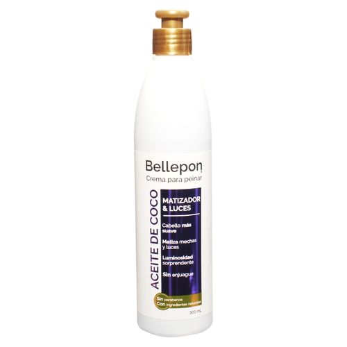 Crema para peinar Bellepon aceite de coco matiz y luces -300 ml