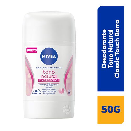 Desodorante Nivea en Barra Femenino Tono Natural Classic Touch - 50 g