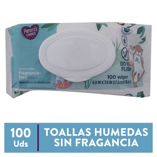 Toalla húmeda Parent's Choice sin fragancia - 100 uds