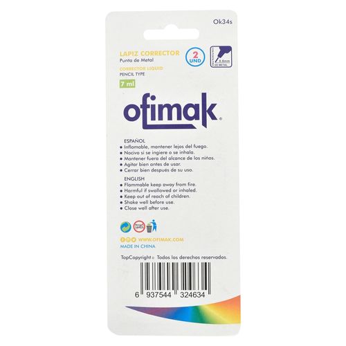 Corrector Ofimak tipo lápiz - 2 Uds