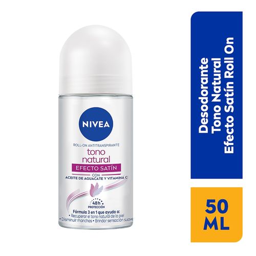 Desodorante Nivea Roll-On Femenino Tono Natural Efecto Satín - 50 ml