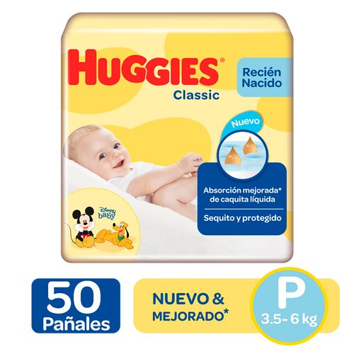 Pañales Huggies Classic Etapa 1/P, 3,5-6kg - 50Uds