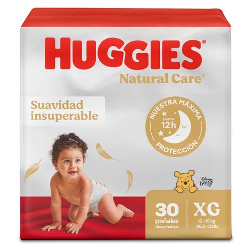 Pañales Huggies Natural Care Etapa 4/XG Hipoalergénico, 12-15kg - 30Uds