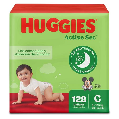 Pañales Huggies Active Sec Etapa 3/G - 128 Unidades