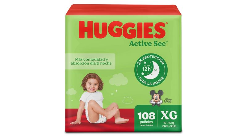 Comprar Pañales Huggies Active Sec Etapa 4/XG Xtra-Flex, 12-15kg