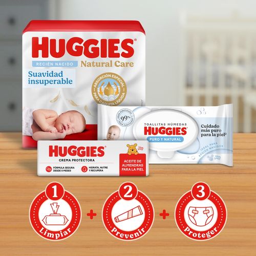 Pañales Huggies Natural Care Etapa 1/P, 3.5 A 6kg - 125Uds