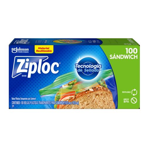 Bolsa Reutilizable Ziploc Para Sándwich - 100 Unidades