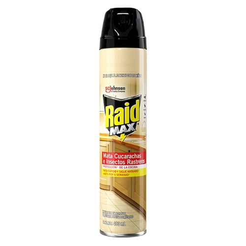 Insecticida Raid Max® Mata Cucarachas E Insectos Rastreros En Aerosol, Protección De La Cocina - 285ml