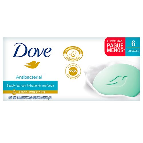 6 Pack Jabón En Barra Dove Antibacterial - 540gr