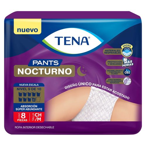 Ropa Interior Desechable Tena ® Pants Nocturno Talla M - 8 Unidades