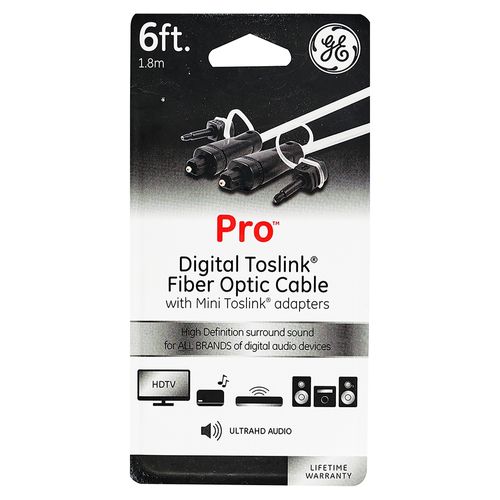 Cable General Electric óptico con miniadapatores Toslink 33533 de 1.8 m