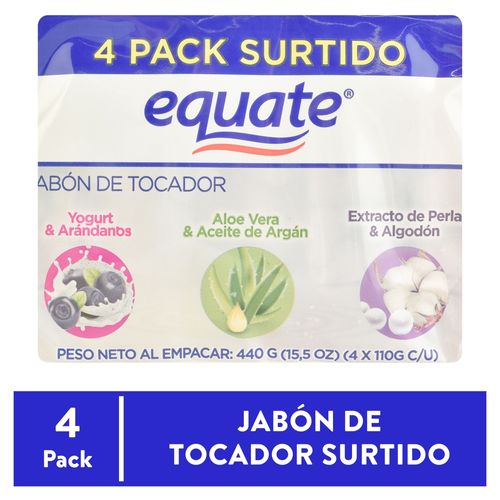 4 Pack Jabón De Tocador Equate  Surtido - 440gr