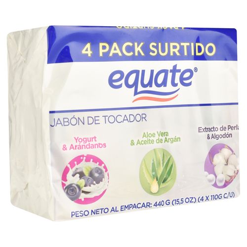 4 Pack Jabón De Tocador Equate  Surtido - 440gr