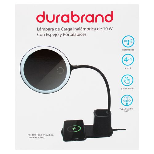 Lámpara Durabrand inalámbrica de 10w con espejo y portalápices - ud